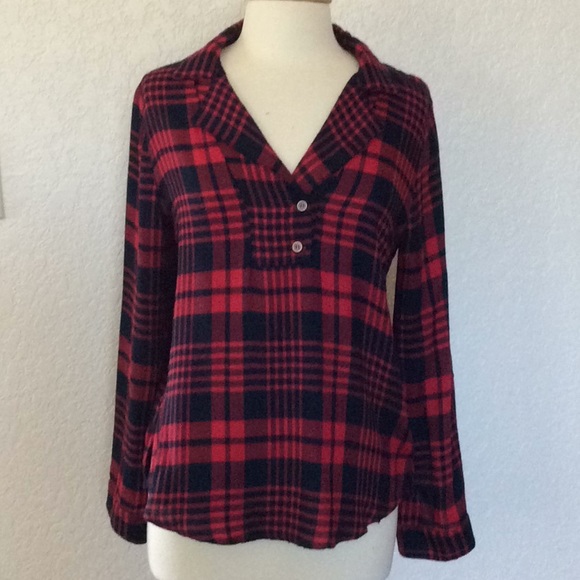 Skies Are Blue Tops - Skies are Blue, red and blue plaid shirt, size  MP